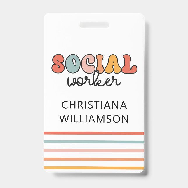 Badge Travailleur social rétro personnalisé (Front)