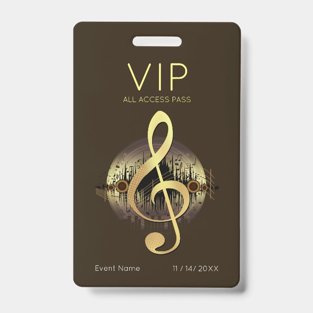 Badge Trèfle à trois branches en or VIP Accès illimité L (Avant)