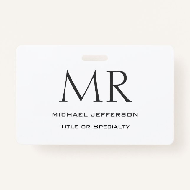 Badge Trendy Modern Monogram Plain Minimalist (Devant)