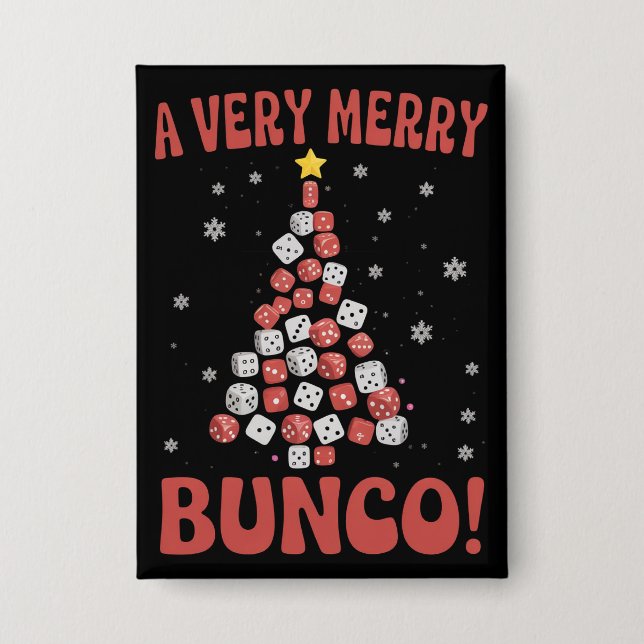 Badge Très joyeux Bunco Arbre de Noël Jeu de dés Soirée (Recto)