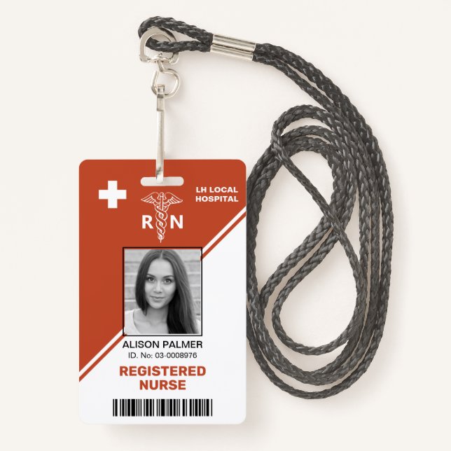 Badge Triangle géométrique en terre cuite Infirmière aut (Devant avec lanière)