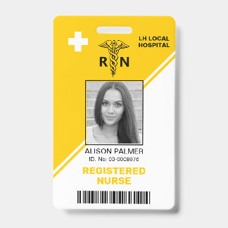 Badge Triangles géométriques jaunes Infirmière diplômée 