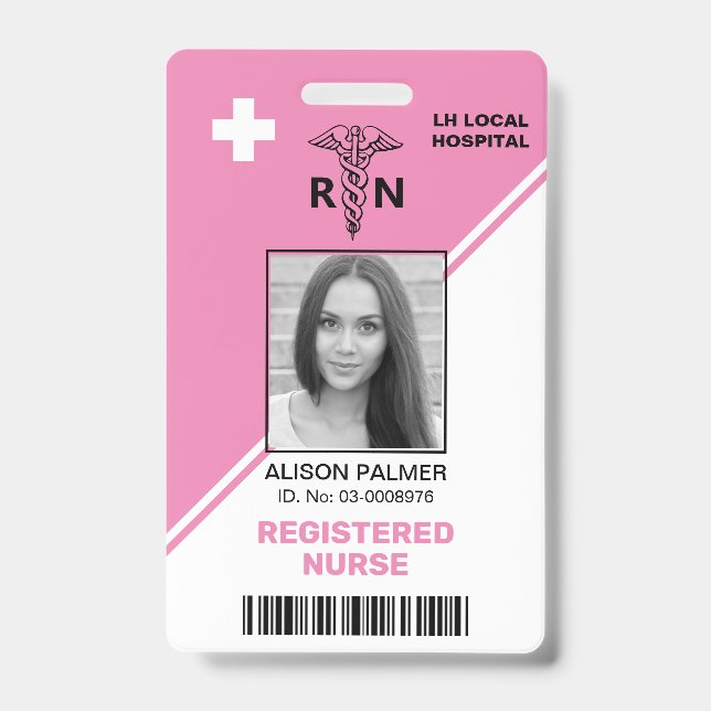Badge Triangles roses géométriques Infirmière diplômée I (Avant)