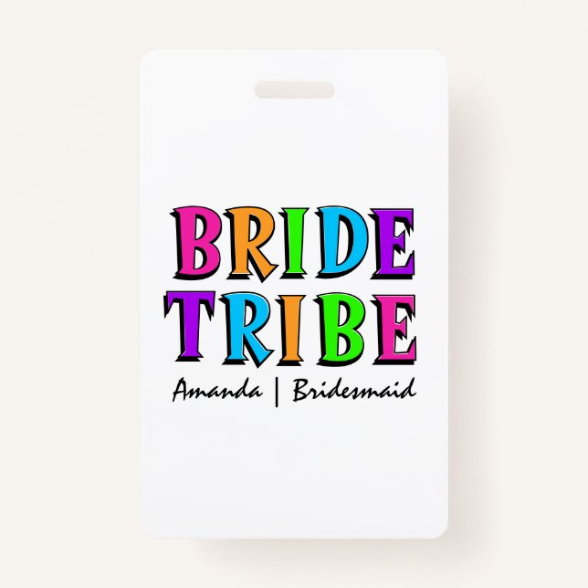 Badge Tribe de mariée | Neon Rainbow Bachelorette (Devant)