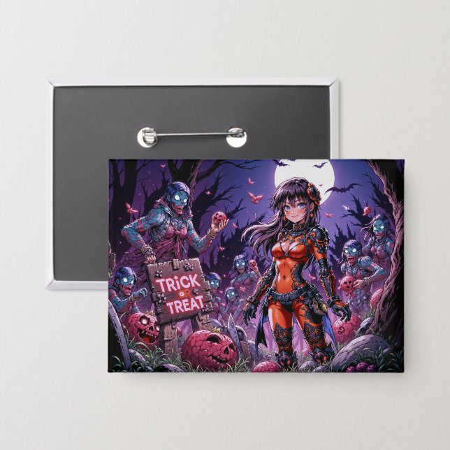 Badge Trick ou traiter Halloween Zombies distribuer le c (Recto/Verso)