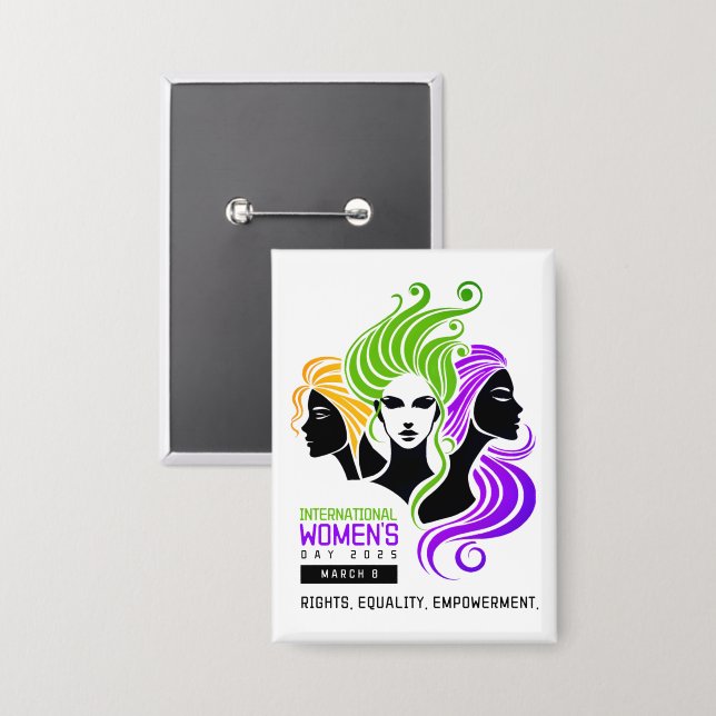 Badge Trio coloré stylisé de femmes IWD 2025 (Recto/Verso)