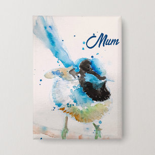 Badge Troglodyte à dos bleu Watercolour Bébé Bleu Austra