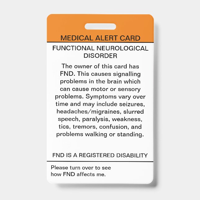 Badge Trouble neurologique fonctionnel Insigne Médicale (Avant)