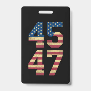 Badge Trump 2024 45 47 Drapeau Américain Vintage Rétro 4