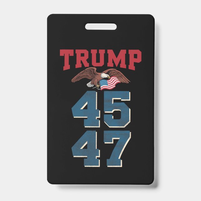Badge Trump patriotique a gagné 45 et 47 Victoire Gagnan (Avant)