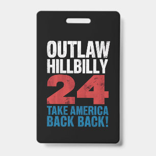 Badge Trump Vance 2024 Hors-la-loi Hillbilly Drapeau amé