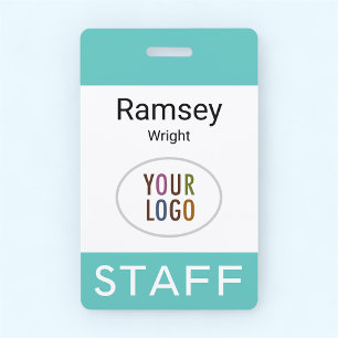 Badge Turquoise Bleu avec Pince Mousqueton ou Tour