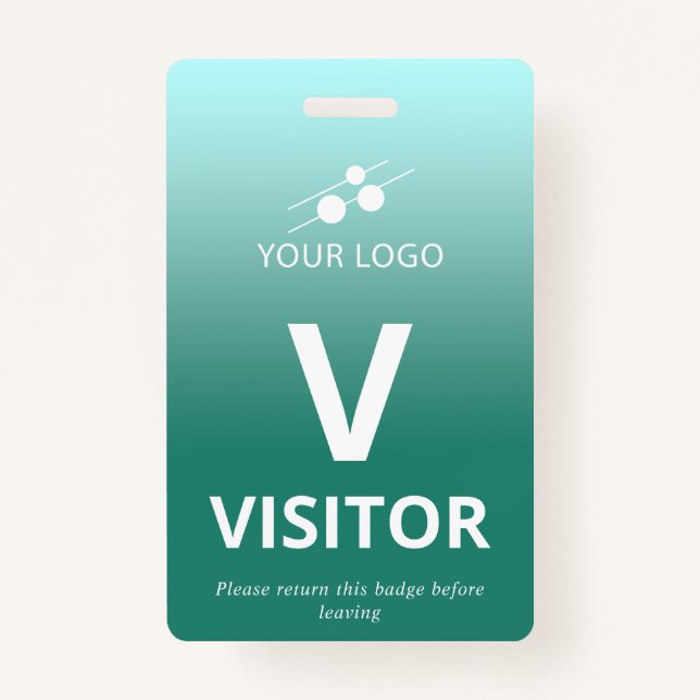 Badge Turquoise Gradient Ajouter votre logo Visiteur (Devant)
