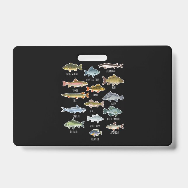 Badge Types d'espèces de poissons d'eau douce Pêche (Avant)