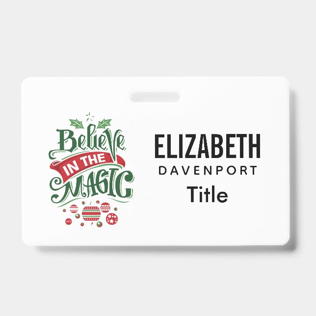Badge Typographie de Noël Croyez en la Magie (Avant)