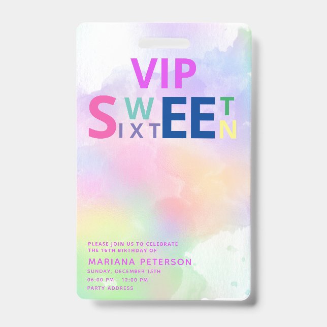 Badge Typographie moderne ados VIP cool fun 16 ans (Avant)
