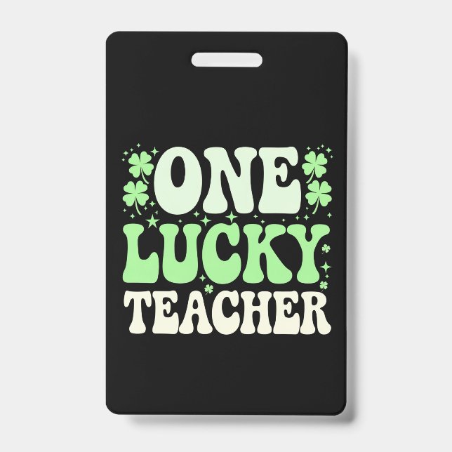 Badge Un professeur chanceux professeur rétro groovy St- (Avant)