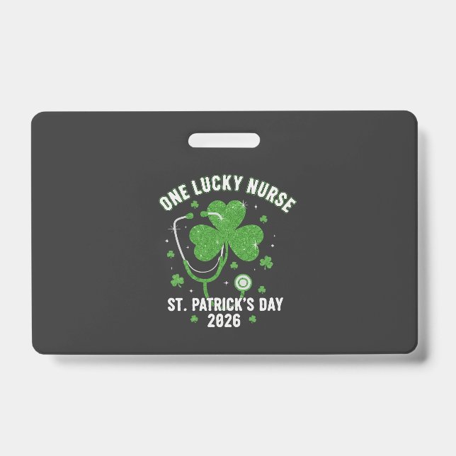 Badge Une infirmière chanceuse Saint-Patrick 2026 Paille (Avant)