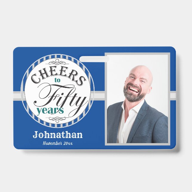 Badge Une photo bleue pour le parti des 50 ans (Avant)