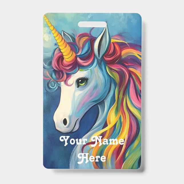 Badge unicorne nom d'hôte d'anniversaire (Avant)