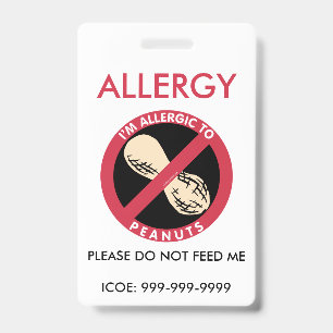 Badge Urgence d'allergie aux arachides personnalisée pou