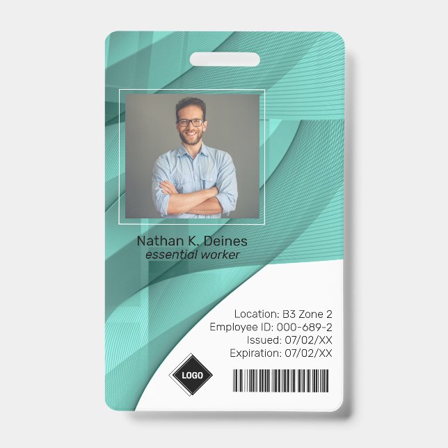 Badge Vague de sarcelle | Société de sécurité des cartes (Avant)