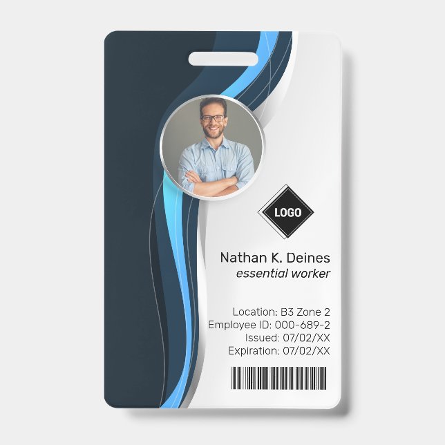 Badge Vague marine | ID photo de l'employé Sécurité de l (Avant)