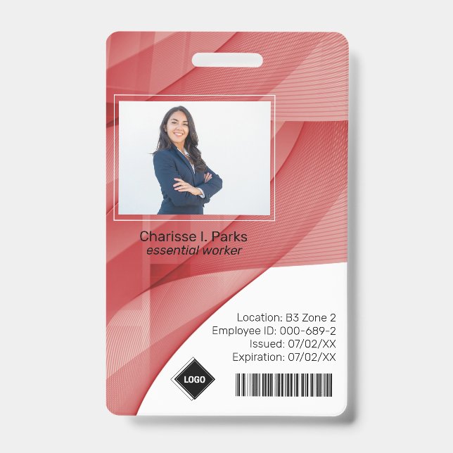Badge Vague rouge | Société de sécurité des cartes d'ide (Avant)