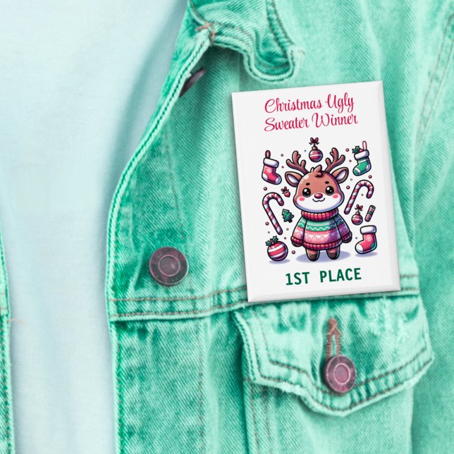 Badge Vainqueur de rennes de Noël moche 1ère place (Créateur téléchargé)