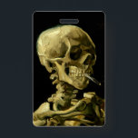 Badge Van Gogh Fumer du squelette<br><div class="desc">Insigne représentant la peinture à l’huile de Vincent van Gogh,  Skull of a Skeleton with Burning Cigarette (1885-86). Un grand cadeau pour les amateurs de post-impressionnisme et d'art hollandais !</div>