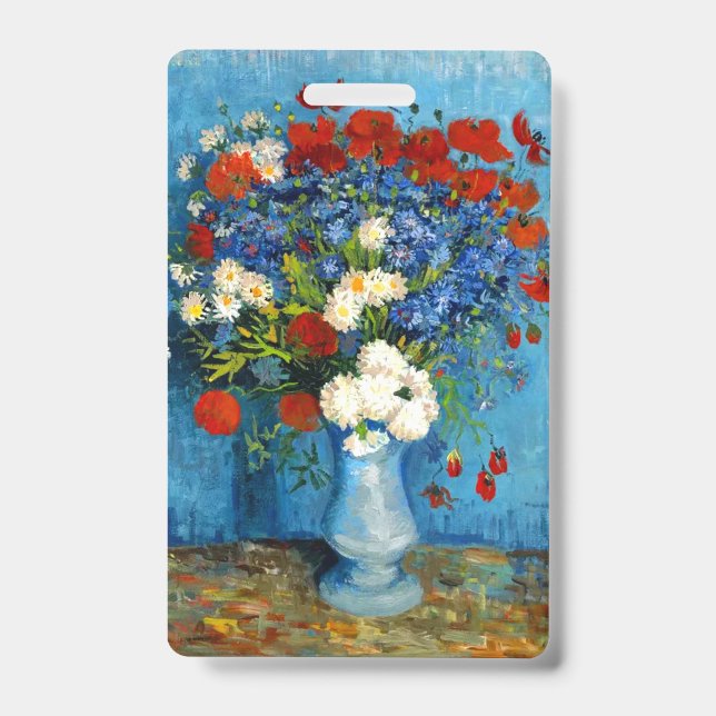 Badge Vase de Van Gogh avec Bleuets et Pavots (Avant)