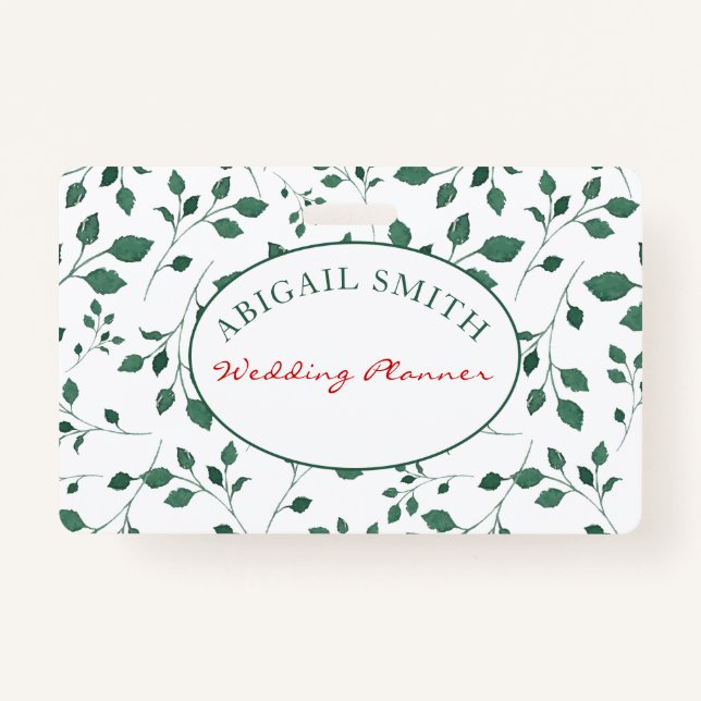 Badge Verdure rustique | Mariage ou nom commercial (Devant)