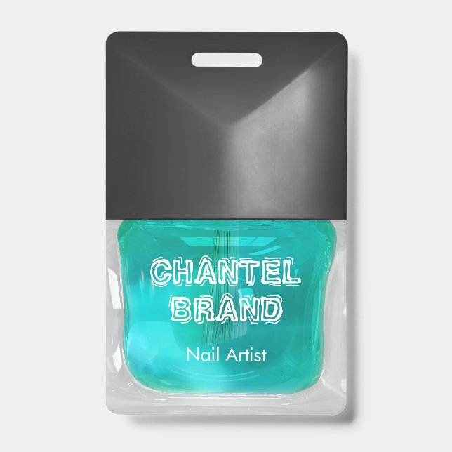 Badge Vernis à ongles sarcelle moderne et branché, salon (Avant)