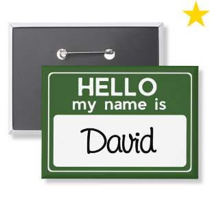 Badge Vert Blanc Nom Personnalisé Bonjour Je M Appelle
