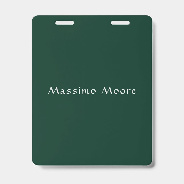 Badge Vert foncé Élégant Casual Propre Nom Écriture manu (Avant)