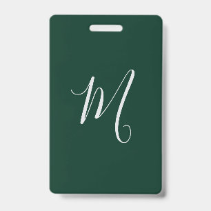 Badge Vert foncé uni élégant moderne monogramme propre n