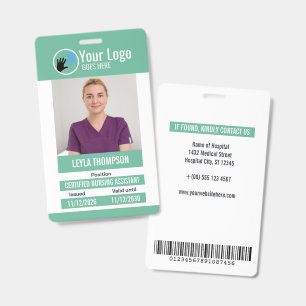 Badge Vert Menthe Votre Logo Photo ID du Personnel de l'