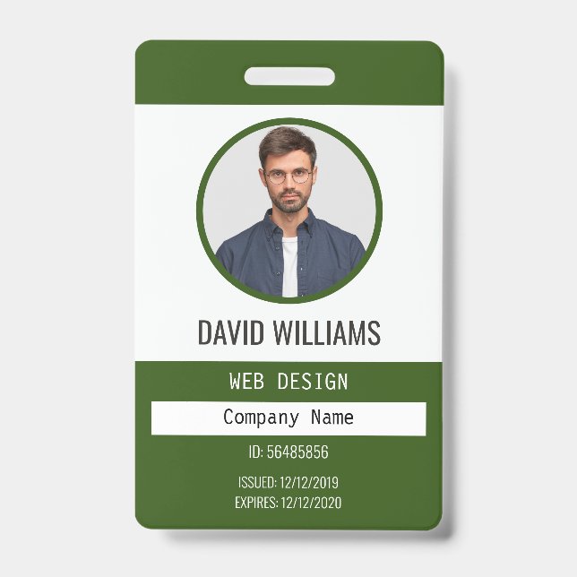 Badge Vert | Société de photo d'employé professionnelle (Avant)