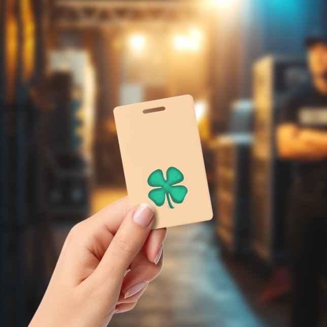 Badge vertical Lucky 4 Leaf Irish Clover marron (Concert)