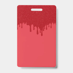 Badge Vertical Personnalisé – Design Drip Rouge