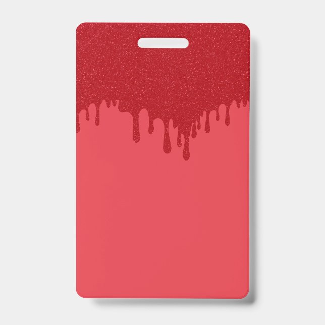 Badge Vertical Personnalisé – Design Drip Rouge (Avant)