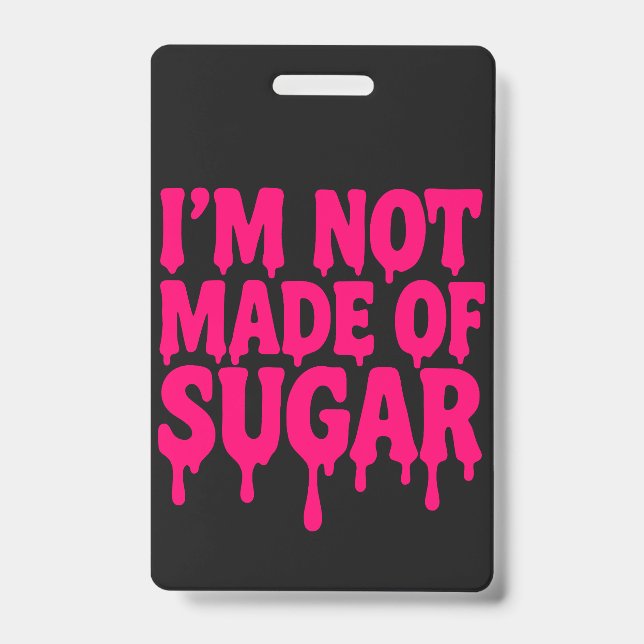 Badge Vertical Rose Néon (Noir) – Personnalisable (Avant)