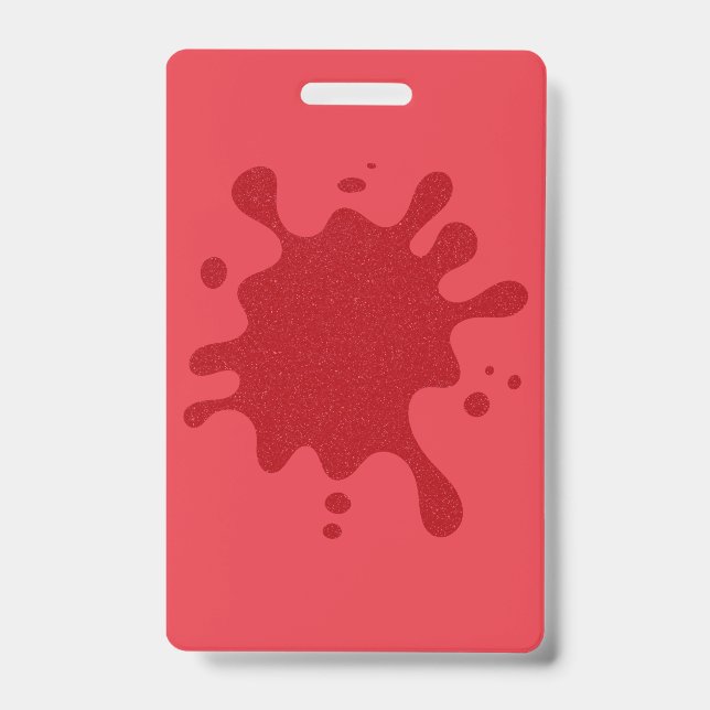 Badge Vertical Splash Rouge Tomate Personnalisé (Avant)