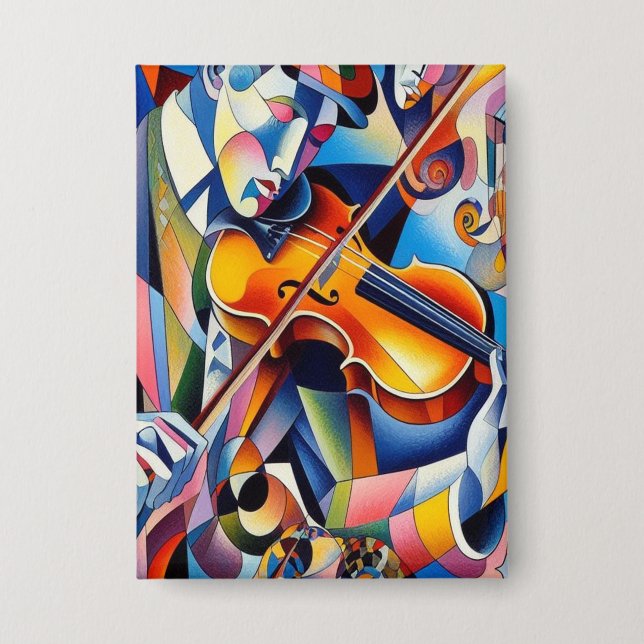 Badge Vibrant Symphony: Abstract Violinist Art (Recto)