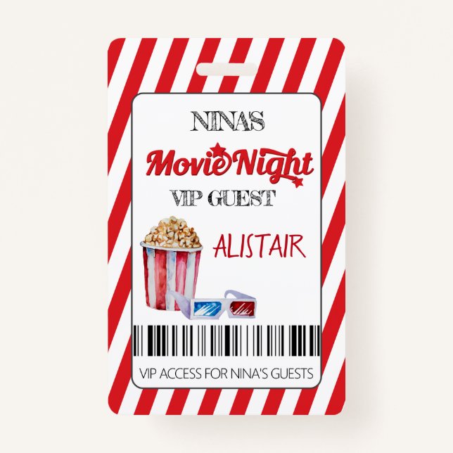 Badge Vidéo de nuit VIP invité Lanyard, Cinema Lanyard, (Devant)