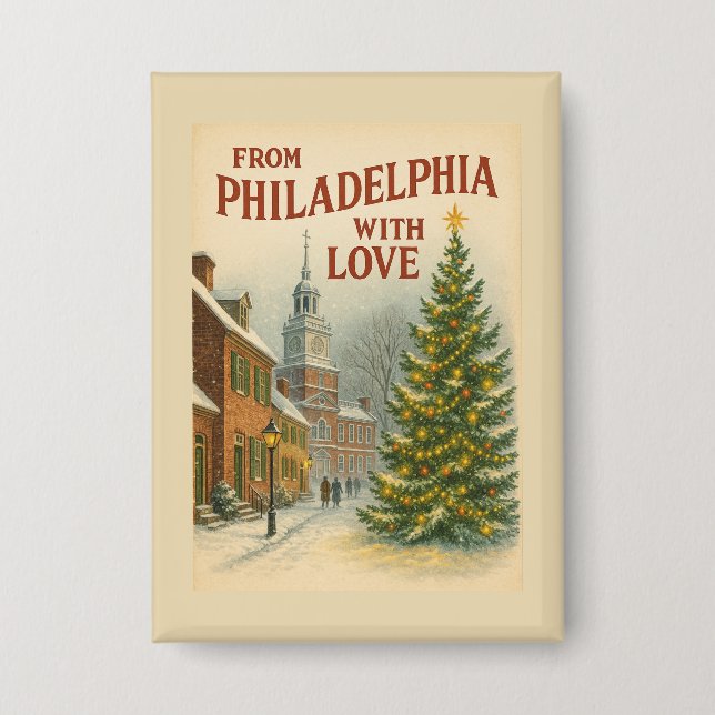 Badge Vintage De Philadelphie Avec Amour Noël (Recto)