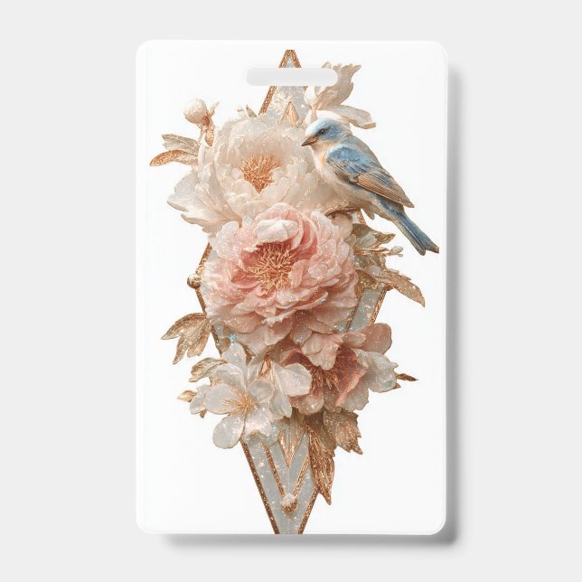 Badge Vintage Fleur Oiseau* (Avant)