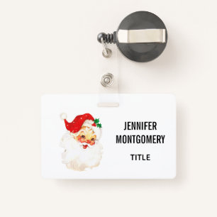 Badge Vintage Retro Jolly Vieux Noël du Père Noël