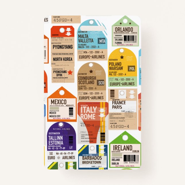 Badge Vintage travel tickets. (Devant)