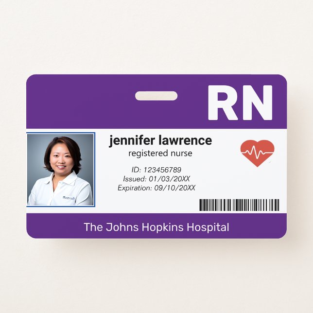 Badge violet | ID de photo d'employé médical de l'hôpita (purple | Hospital Medical Employee Photo ID Badge
)